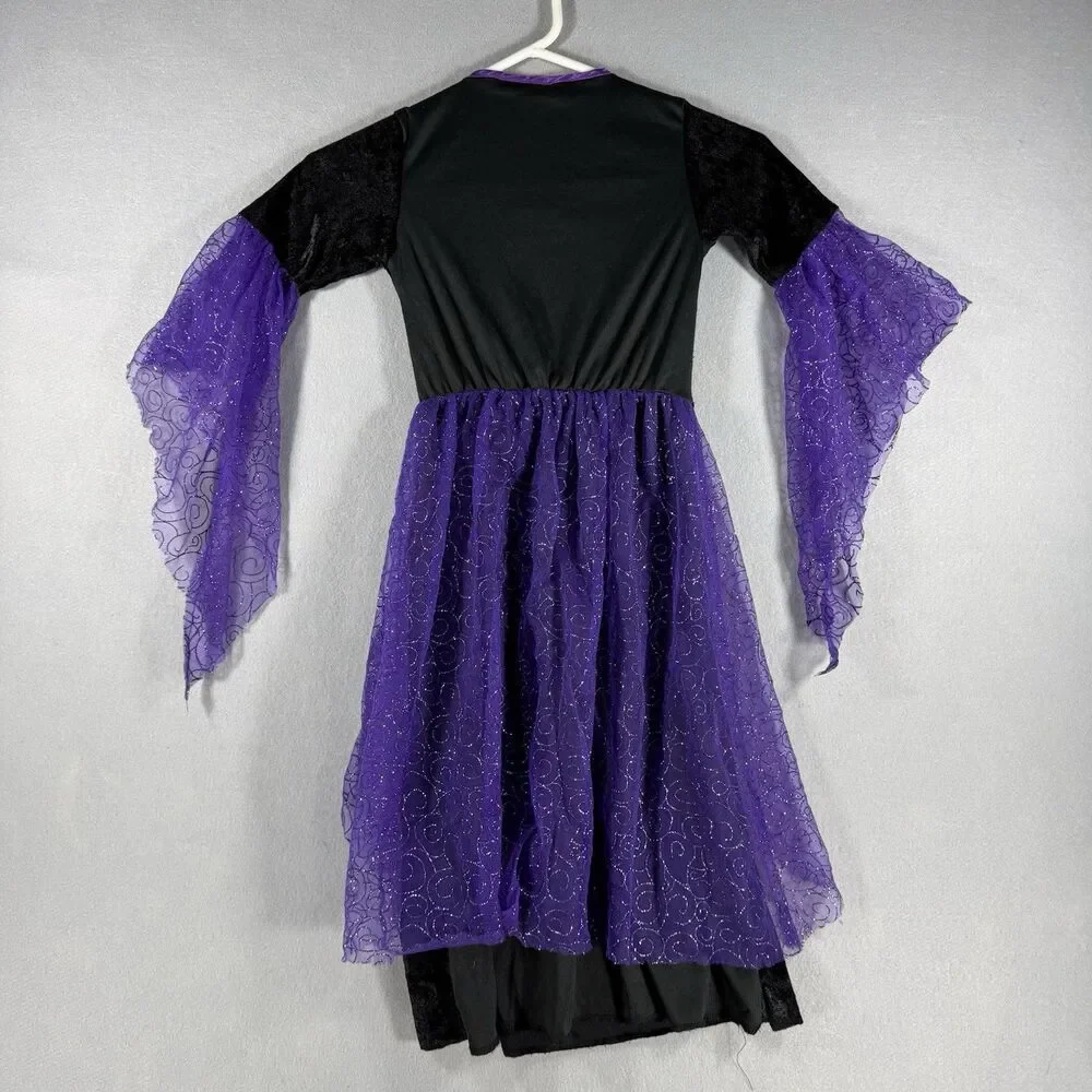 Costumes USA Child Witch Sorceress Costume Girls Size 4-6 Purple Black Dress
